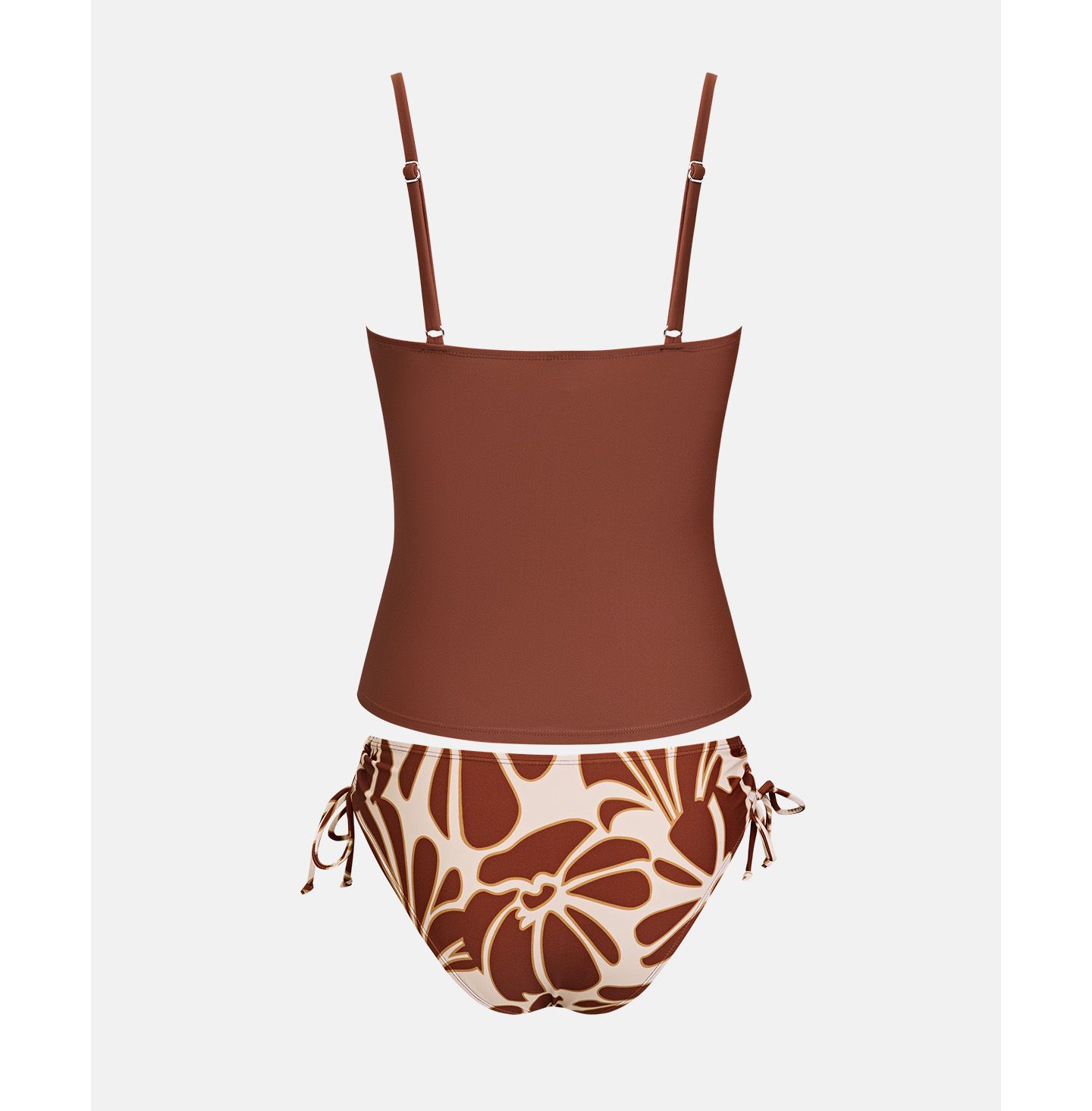Комплект бикини Tankini, высокая посадка, цветочный принт — Cupshe, цвет: Коричневый — фото 5