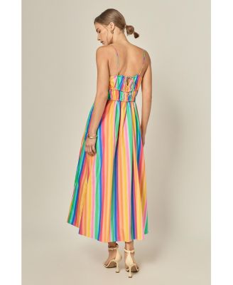 navy blue dress for baby girl Rainbow Striped A Line Dress With Petal Sleeves –... From Chaoren_clothes,  $13.22 In Bulk main image 1