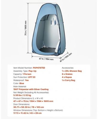 Instant Pop-Up Portable Privacy Shower Tent for Camping and Beach Use