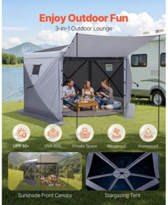 Pop Up 6-Sided Gazebo Screen Tent 12x12 ft with Removable Top, Carry Bag and Mosquito Netting