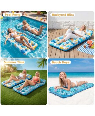 2 Pack Inflatable Pool Float Mat Headrest Lake Raft Lounger