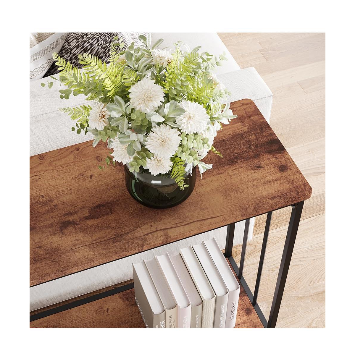 gaomon Narrow Console Table with Engineered Wood Shelf and Metal Frame