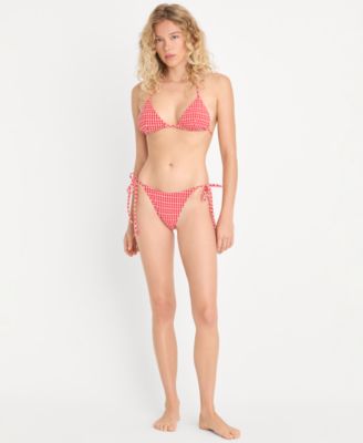Women's Gingham String Swim Bikini Bottoms
