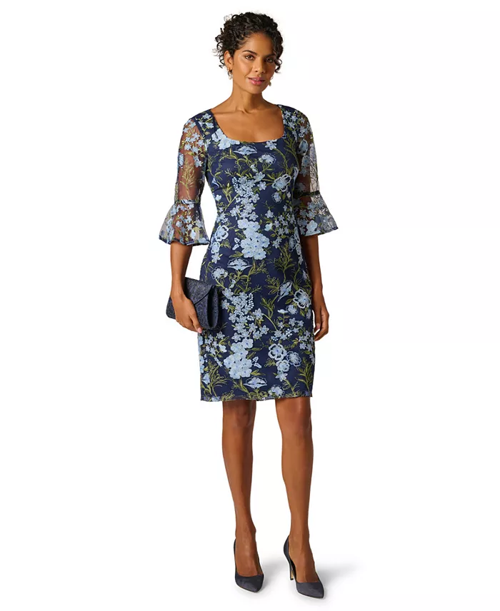 Women's Floral Embroidered Scoop Neck Dress