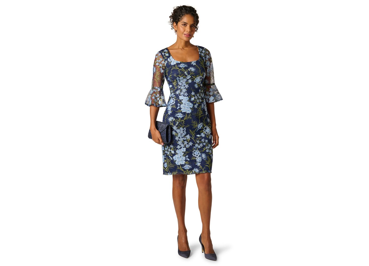 Women's Floral Embroidered Scoop Neck Dress