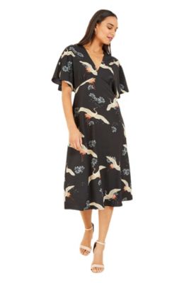 Women's Short Sleeve V-Neck Midi Dress