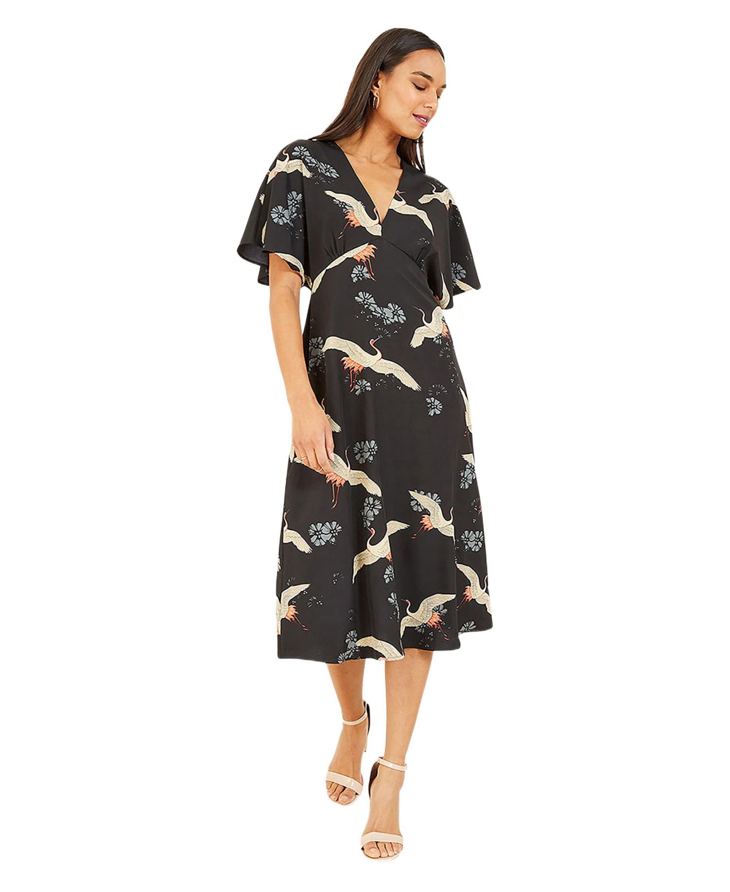 Women's Short Sleeve V-Neck Midi Dress