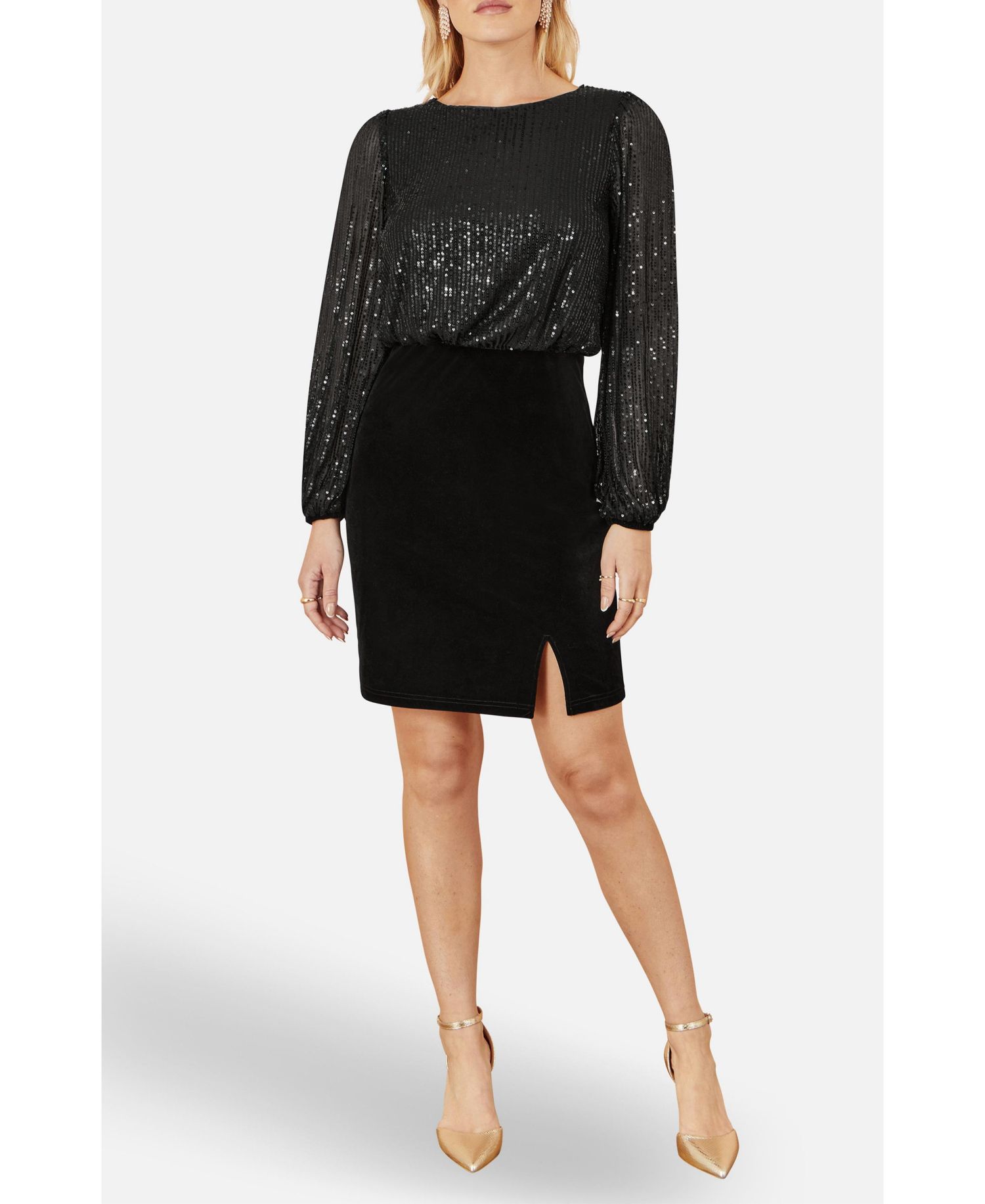 Women's Sequin And Velvet Mini Dress