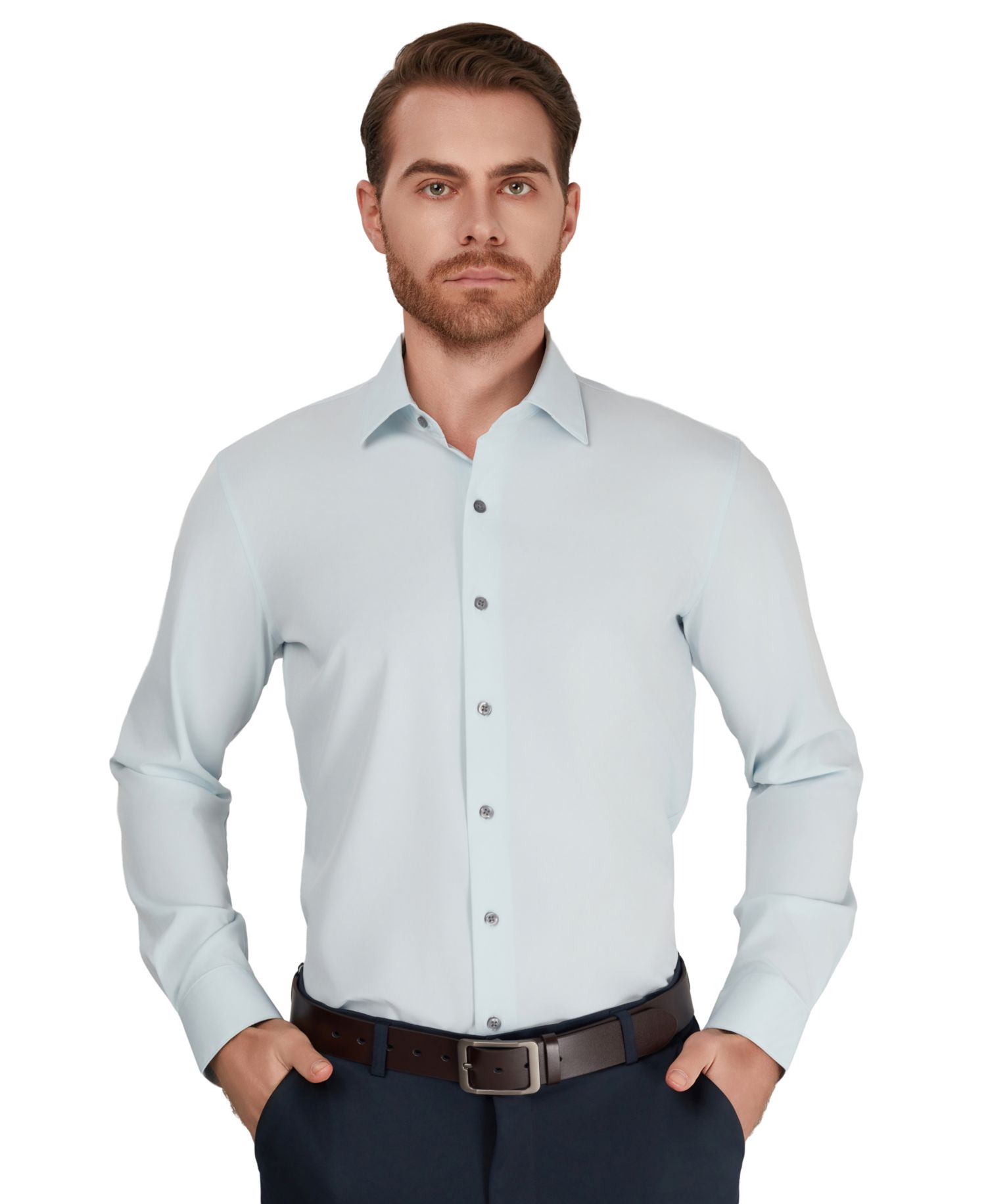 Men's Slim-Fit Performance Solid Dress Shirt