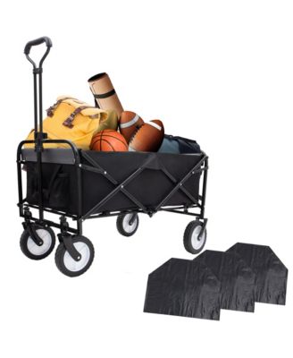360lbs Collapsible Storage Wagon Utility Carts with Strapping System, 3-Piece Liner
