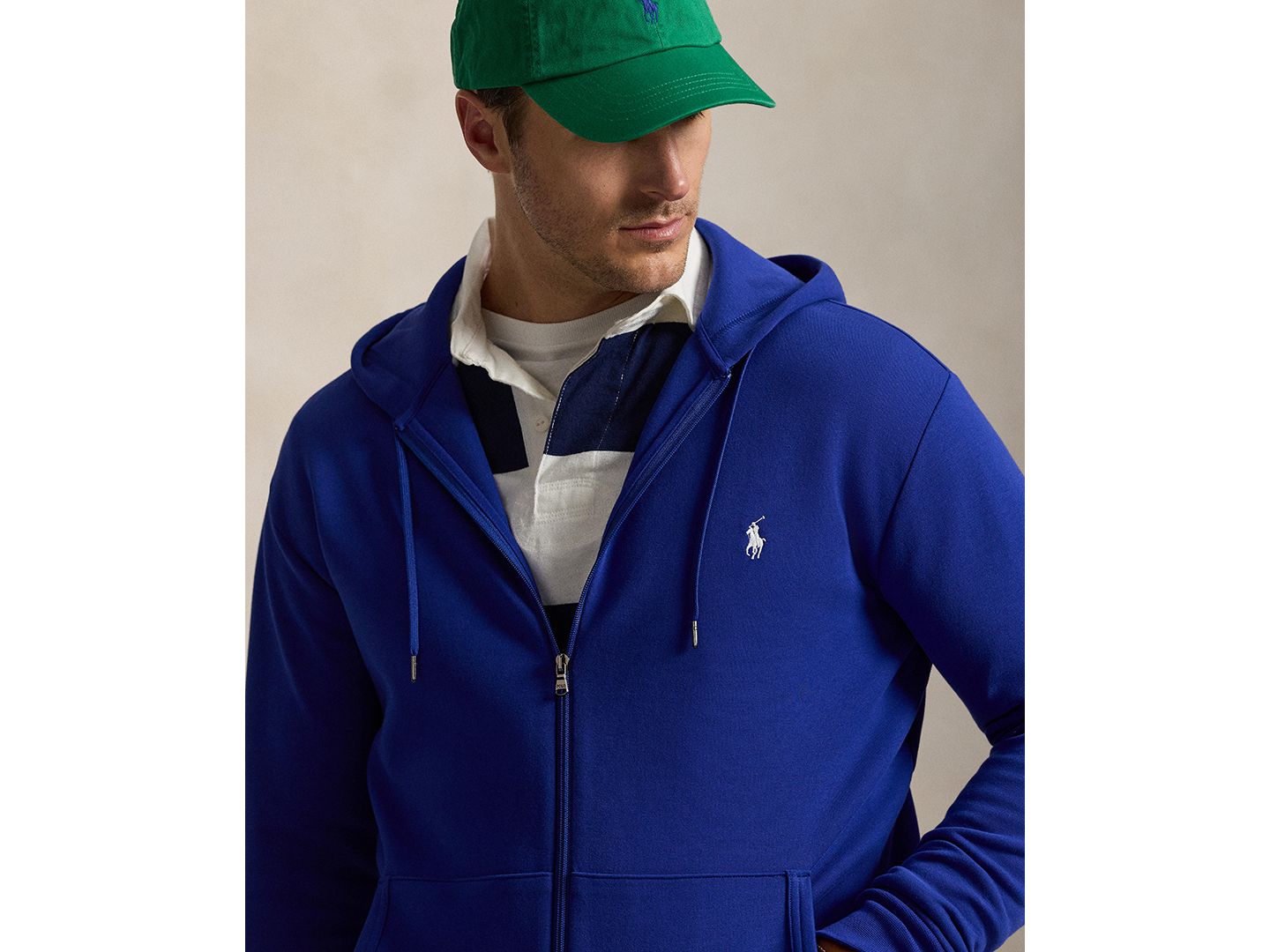 Мужское худи Polo Ralph Lauren Big & Tall Double-Knit Full-Zip, цвет: Лазурный — фото 3