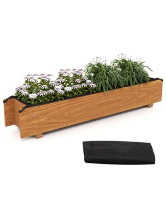Wooden Raised Garden Bed w/ Drainage Holes Liner for Vegetable Flower Herb