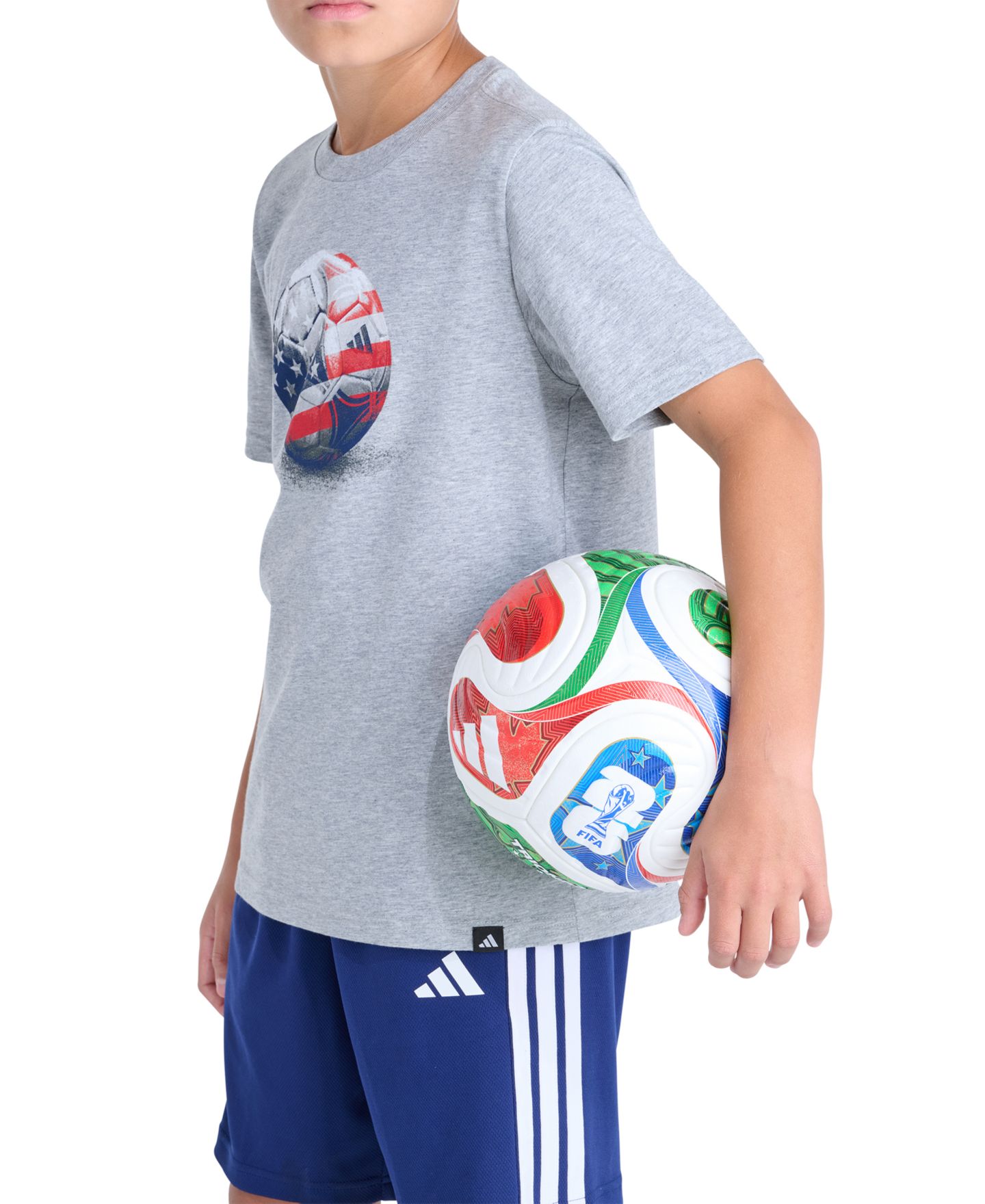 Футболка adidas USA Photoreal Soccer Short-Sleeve T-Shirt для мальчиков, цвет: Серый меланжевый — фото 5