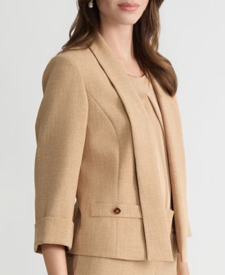 Women's Cuffed 3/4-Sleeve Shawl-Collar Blazer