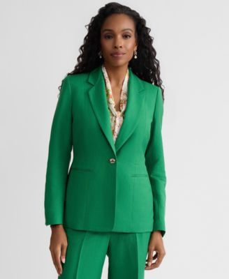 Women's Linen Notched Collar One-Button Blazer