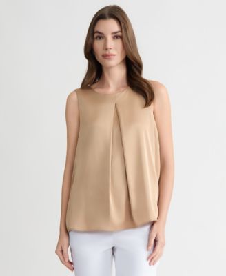 Women's Sleeveless Pleated Satin Top