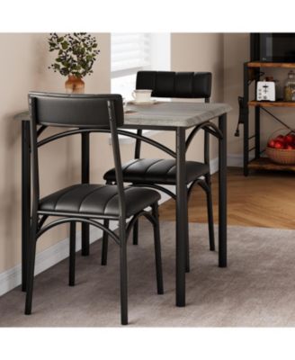 2-Piece Wooden Dining Set with Upholstered Chairs, Square Kitchen Table for Small Spaces and Apartments