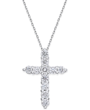 image of Diamond Cross Pendant Necklace (1-1/2 ct. t.w.) in 14k White Gold