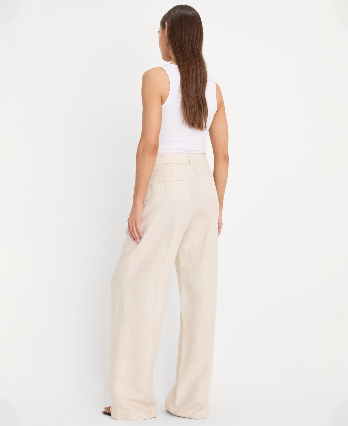 Женские брюки Good American Linen Mid-Rise Wide-Leg Trousers, цвет: Овсяный — фото 5