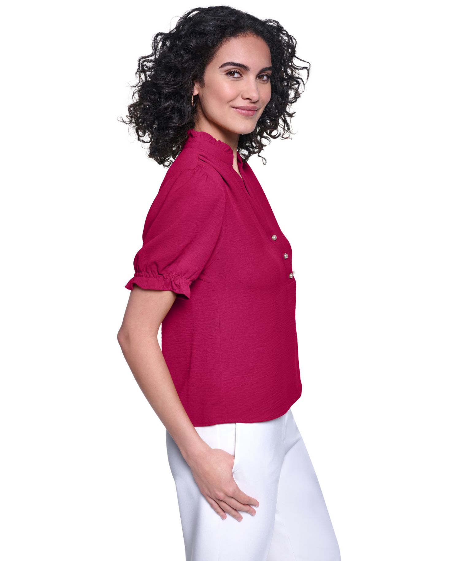 Women's V-Neck Short-Sleeve Blouse