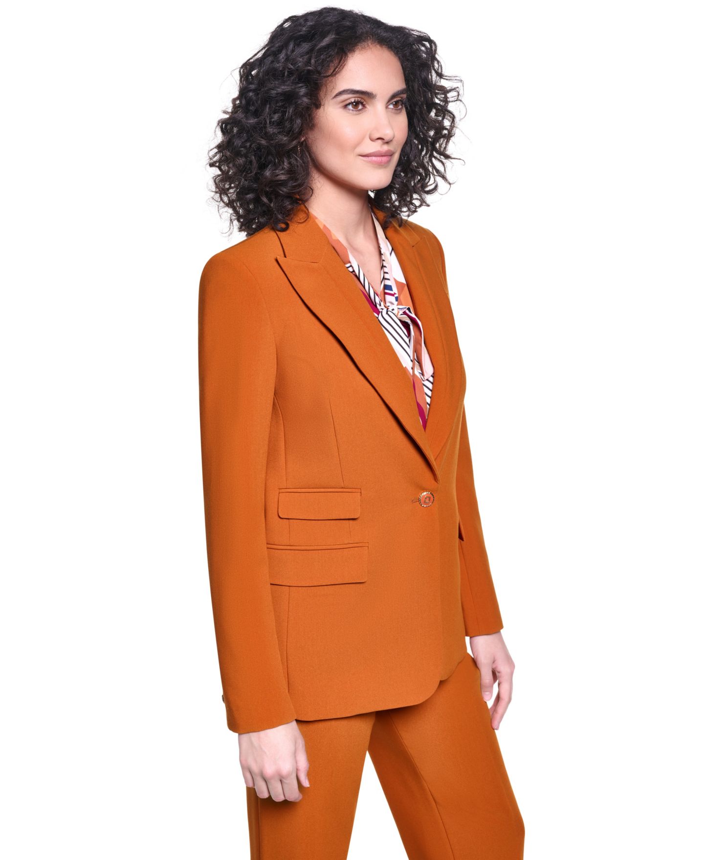 Женский пиджак KARL LAGERFELD PARIS Notch Lapel Woven Blazer, цвет: Сиена — фото 3