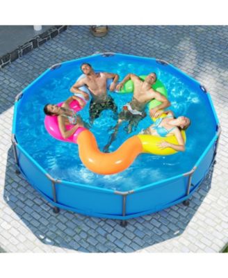 12 ft Round Above Ground Swimming Pool with Sturdy Metal Frame