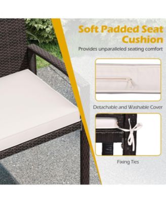 Wicker 2-Seat Bench with Soft Seat Cushion and Metal Frame