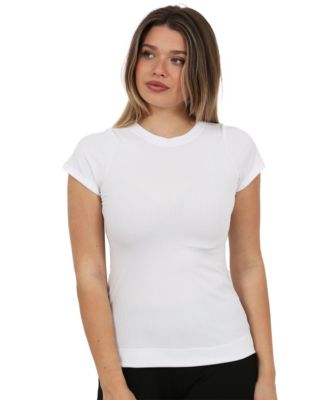 Women's Ribbed Knit Short-Sleeve Top