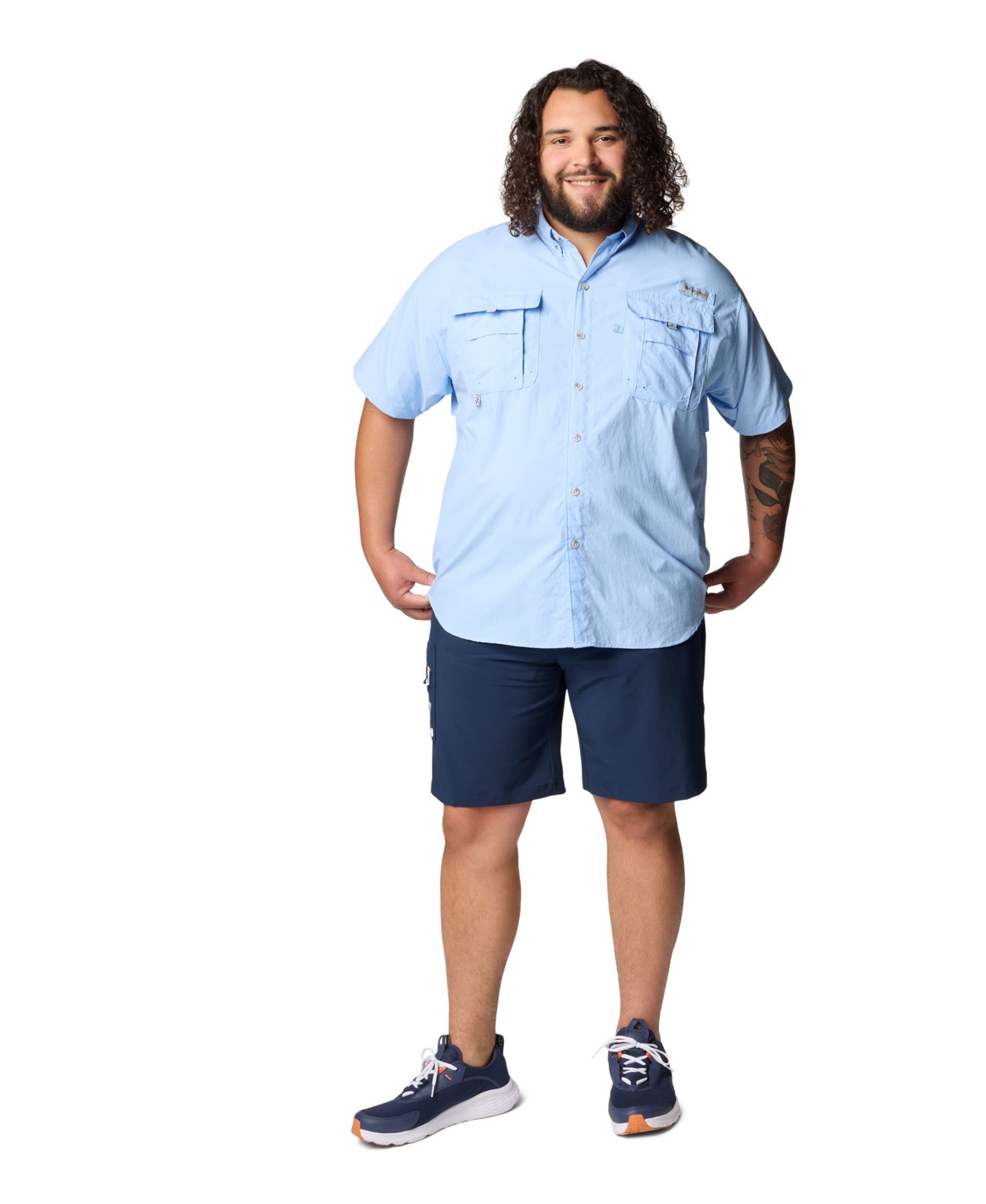Мужская рубашка Columbia Big & Tall Bahama II Short Sleeve, цвет: Чёрный — фото 8