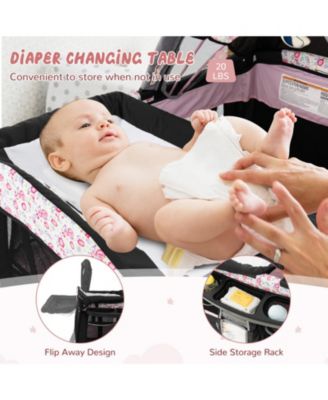 Baby Portable 4-in-1 Pack and Play Nursery Center with Bassinet and Canopy