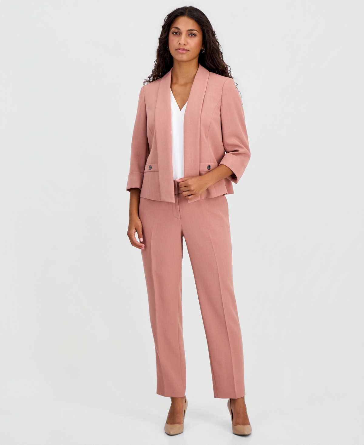 Kasper Petite Shawl Collar Open-Front Jacket