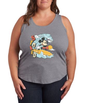 Plus Size Disney Mickey Surfing Stoked Racerback Graphic Tank Top