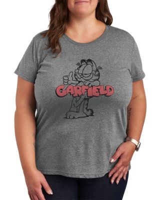 Plus Size Garfield Logo Thumbs Up Short-Sleeve Graphic T-Shirt