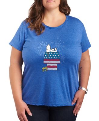Plus Size Peanuts Dog House Fireworks Short-Sleeve Graphic T-Shirt