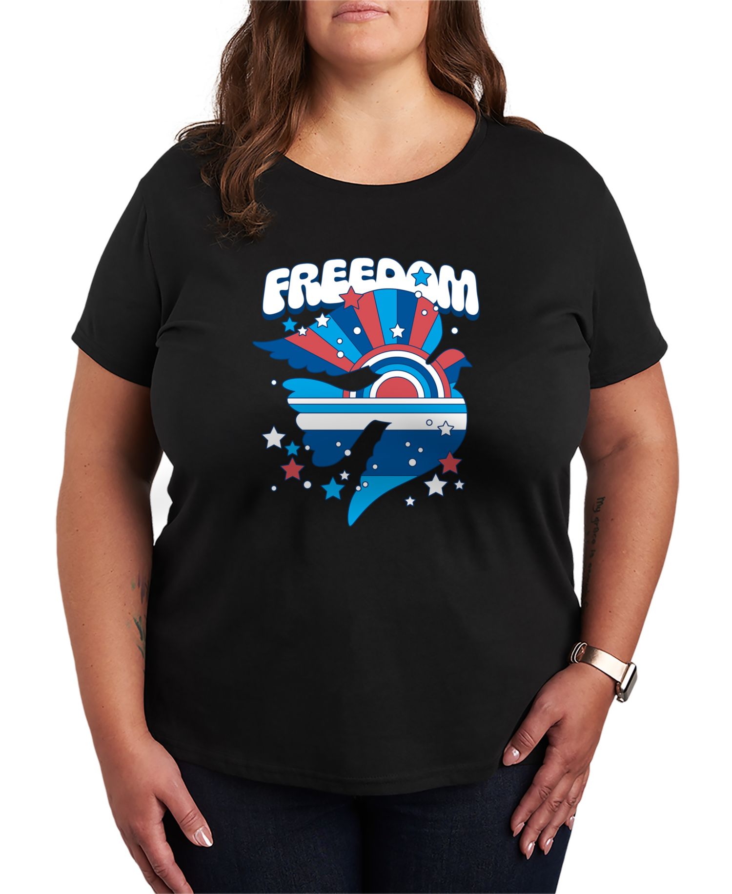 Plus Size Instant Message Freedom Dove Short-Sleeve Graphic T-Shirt