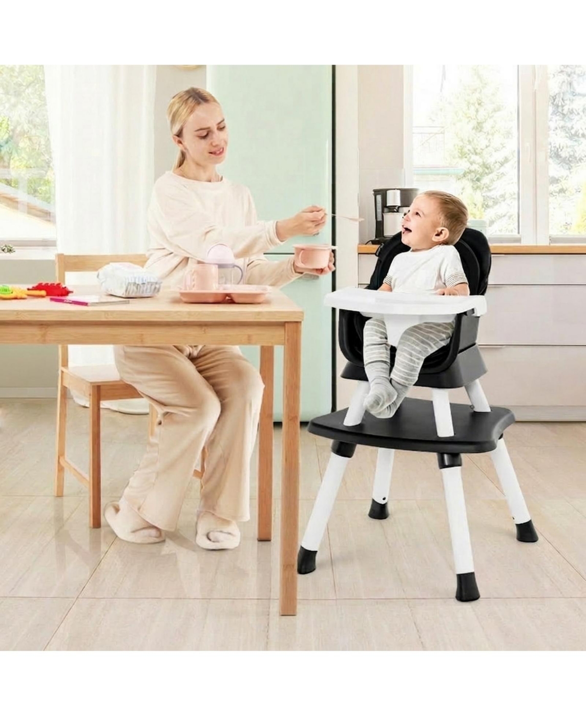Gouun Baby Convertible 8-in-1 Baby Feeding Chair with Dual-Side Tabletop and Booster Seat