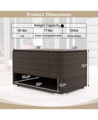 PE Rattan Storage Bin with Waterproof Liner for Patio Cushions