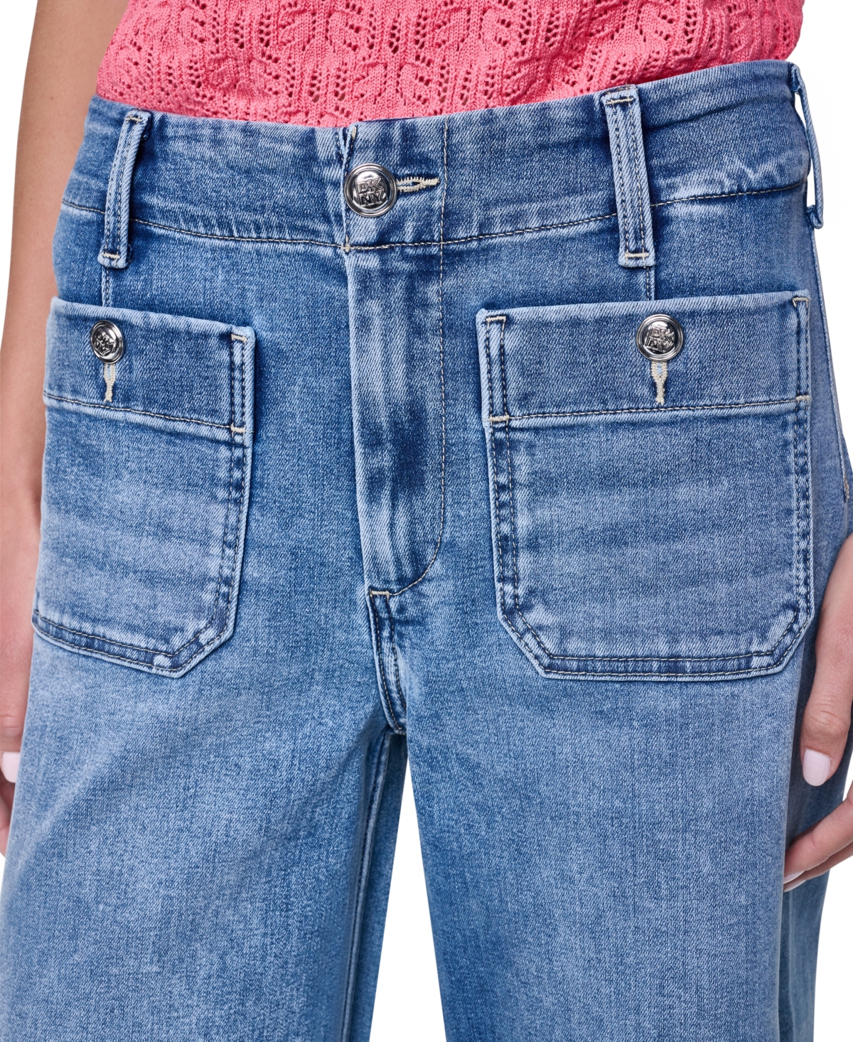 Dkny Jeans Petite High-Rise Patch-Pocket Wide Leg