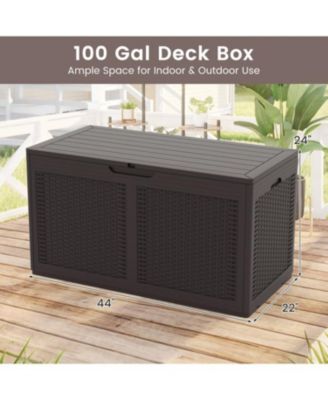 100 Gallon Resin Deck Box Outdoor Waterproof Storage Bench