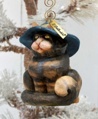 Fifield Cat Sculpted Hand, Painted Christmas Figurine