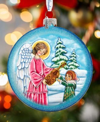 Guardian of Music Angel Glass Ornament