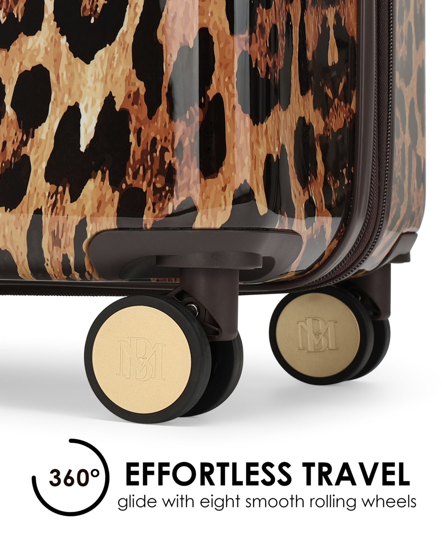 Чемодан Badgley Mischka Leopard Expandable Retro Large Checked Suitcase, цвет: Леопардовый — фото 5