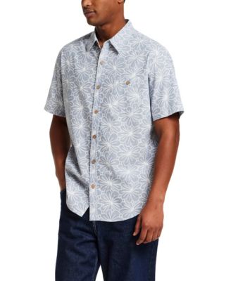 Men's Short-Sleeve Button Down 100% Cotton Print Shirt