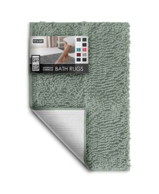 Ultra-Soft Quick-Dry Chenille Bath Rug - Non-Slip PVC Backing, Machine-Washable (Small 17"x24")