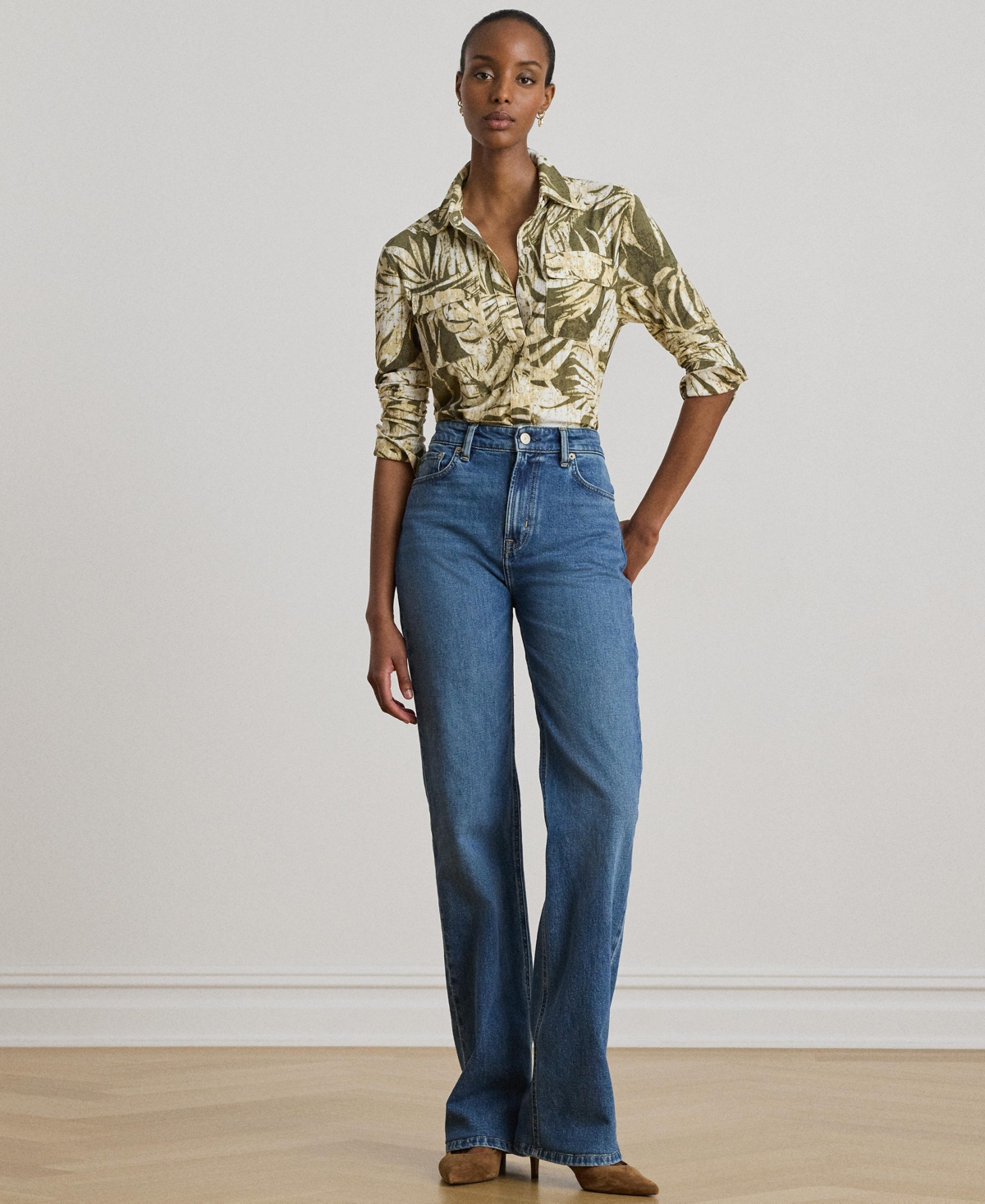 Lauren Ralph Women's Button-Up Collared Shirt