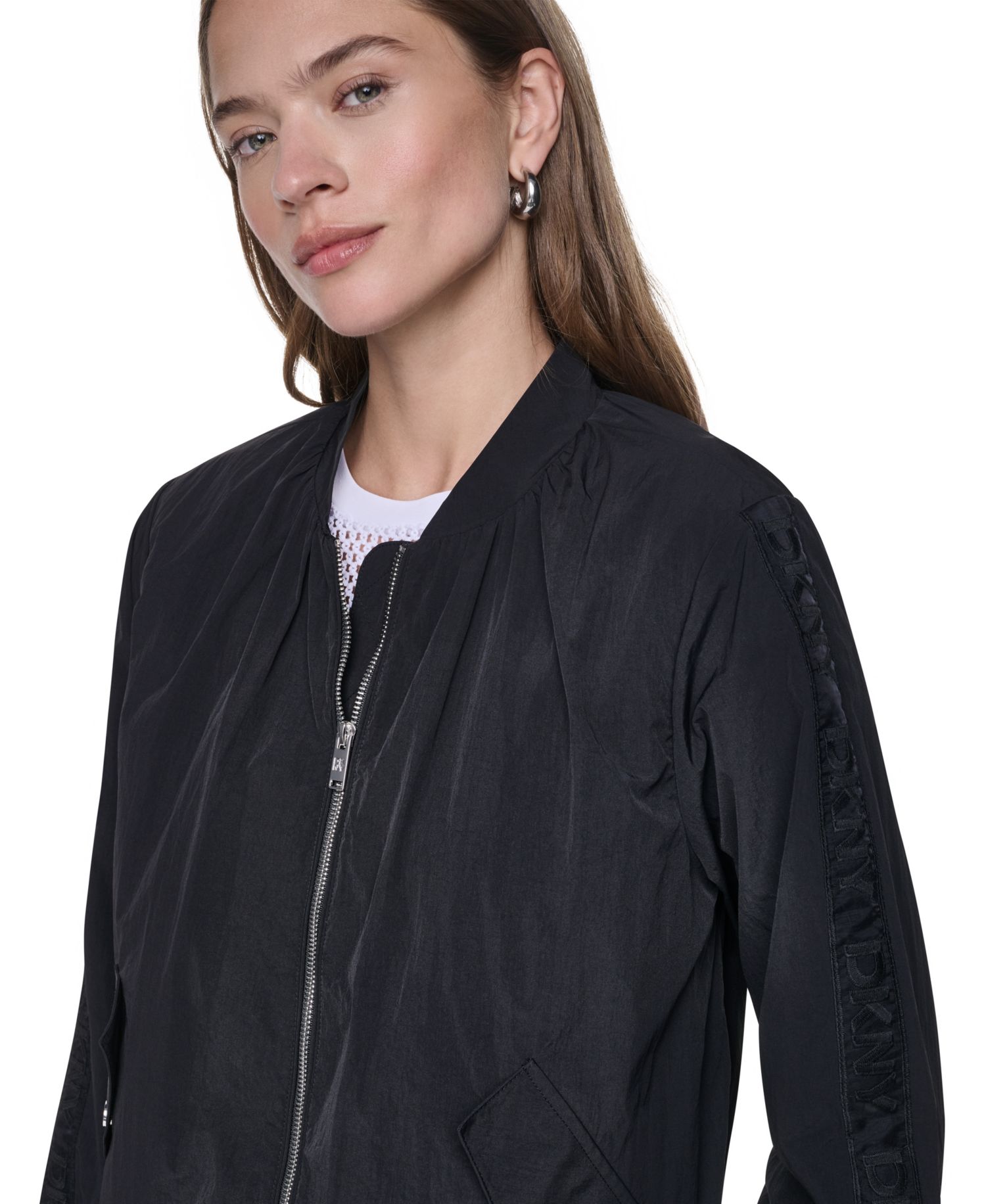Women's Logo Trim Rumpled Bomber Tech Jacket