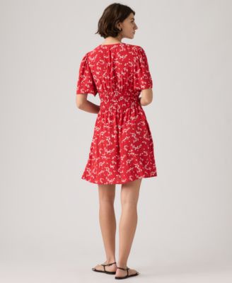 strapless open back dress Red Rose Print Midi Dress – Mint Velvet main image 0