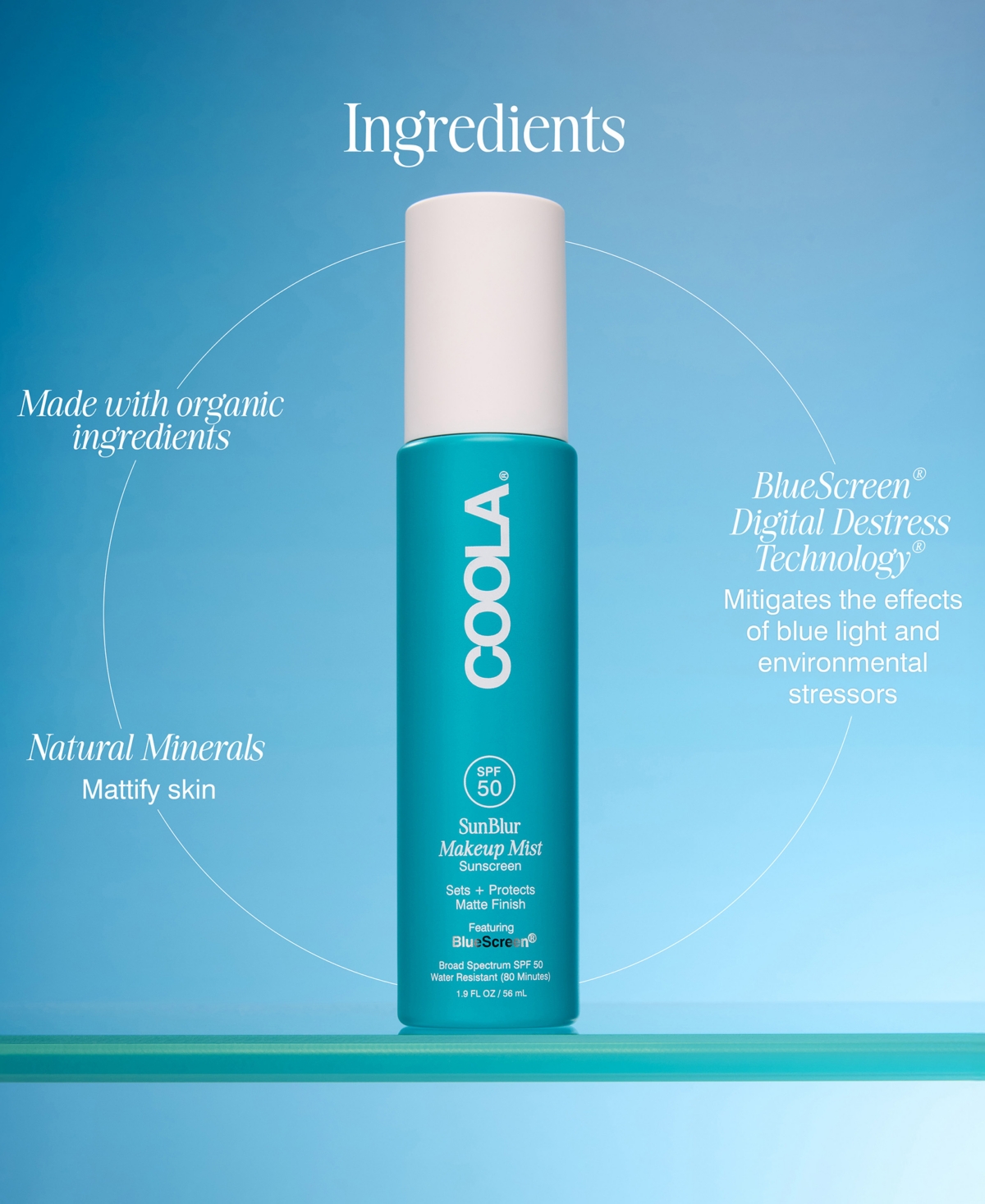 Coola SunBlur Makeup Setting Mist Spf 50, 1.15 oz.