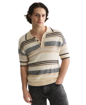 Men's Striped Short-Sleeve Knit Polo