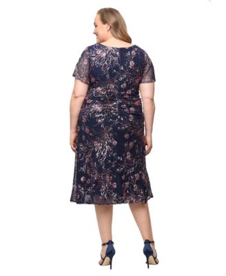 sl fashions plus size sequined lace dress 3/4 Sleeve Sequin Lace Cocktail Dress